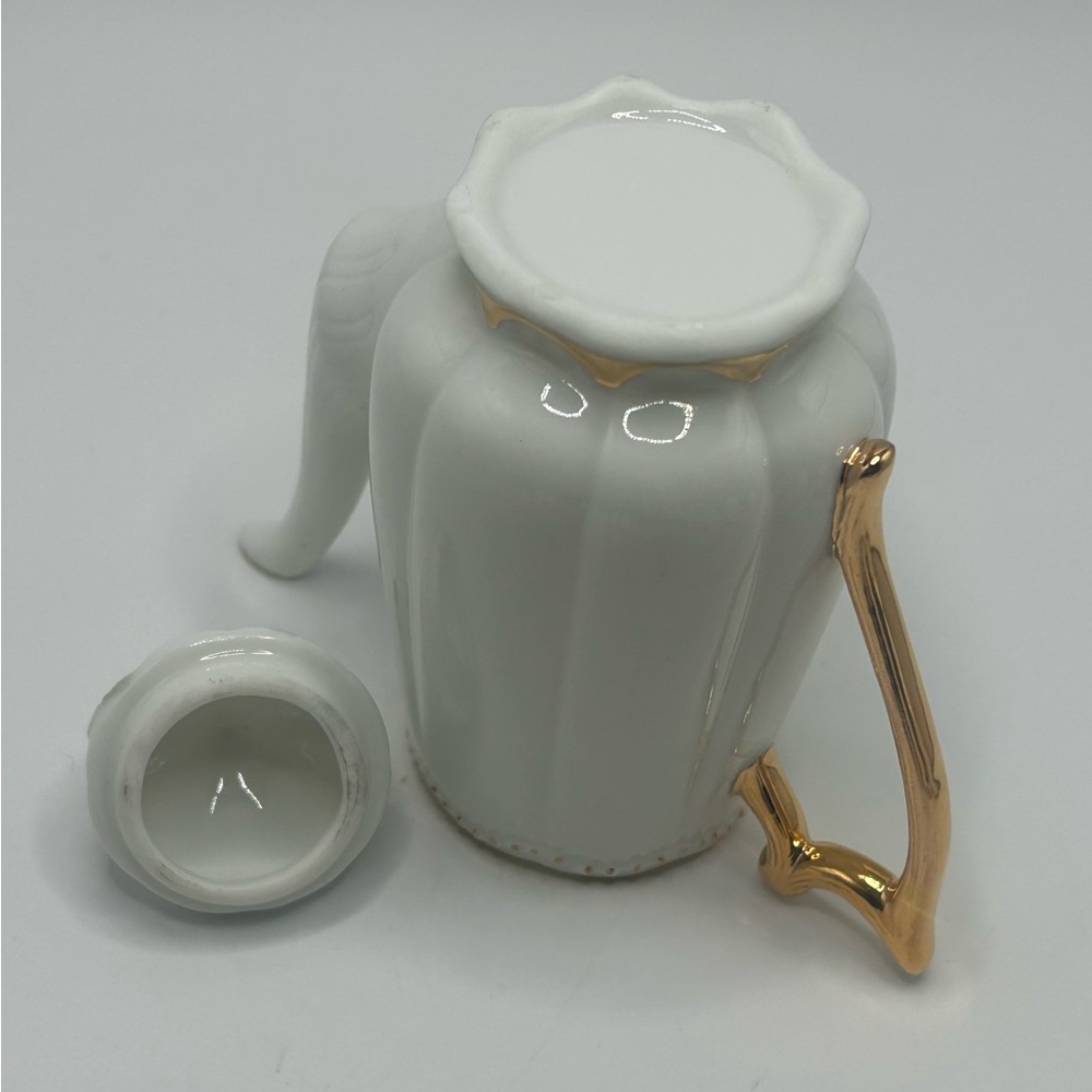 SOLD.   Minature Floral Tea Set with Gold Accents - Picture 5 of 16